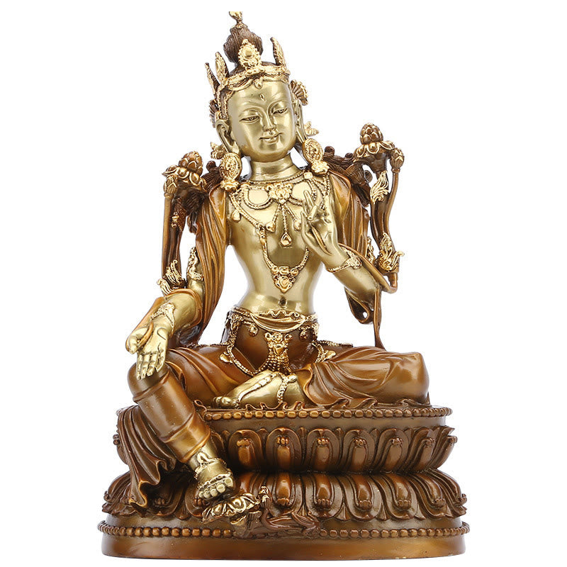 Bodhisattva Green Tara Figurine Protection Brass Copper Statue Home Offering Decoration - Image 13