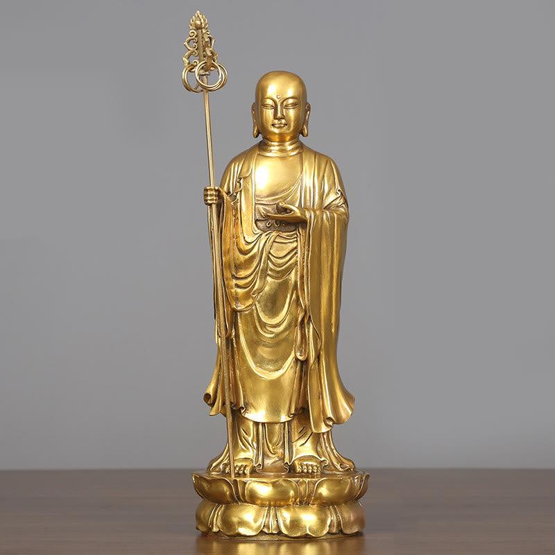 Ksitigarbha Bodhisattva Figurine Compassion Copper Statue Home Offering Decoration - Image 11