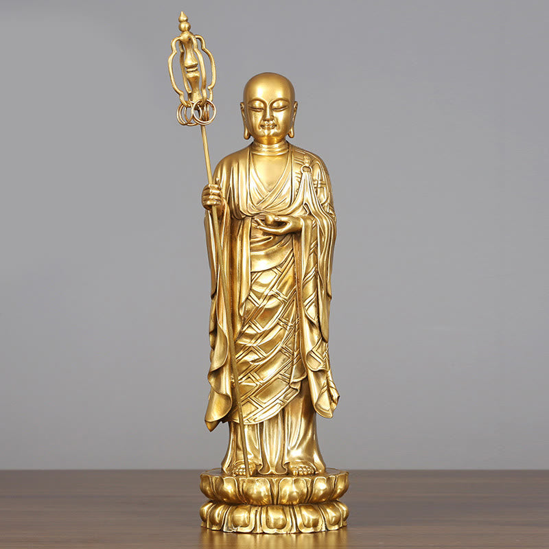 Ksitigarbha Bodhisattva Figurine Compassion Copper Statue Home Offering Decoration - Image 12