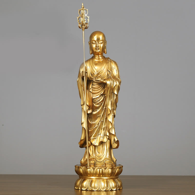 Ksitigarbha Bodhisattva Figurine Compassion Copper Statue Home Offering Decoration - Image 13