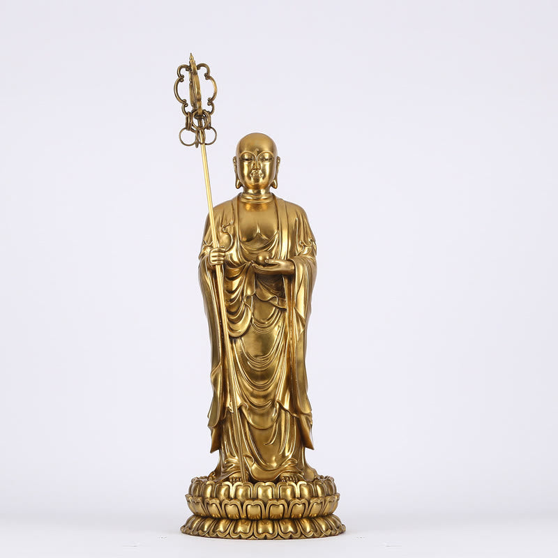 Ksitigarbha Bodhisattva Figurine Compassion Copper Statue Home Offering Decoration - Image 17