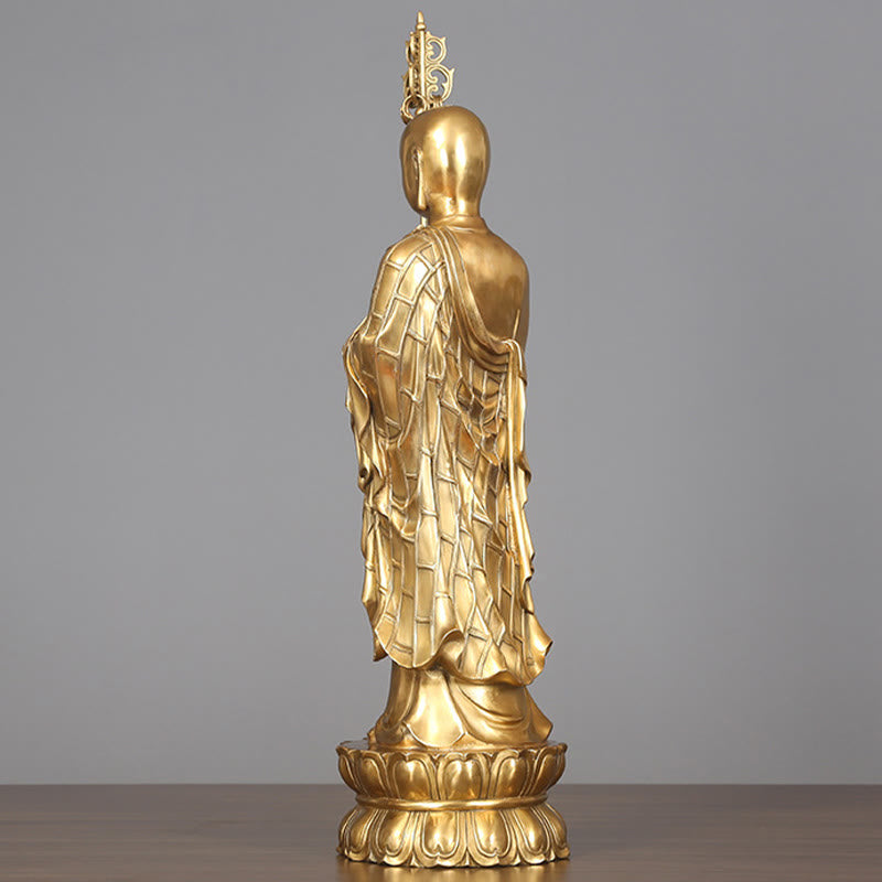 Ksitigarbha Bodhisattva Figurine Compassion Copper Statue Home Offering Decoration - Image 16