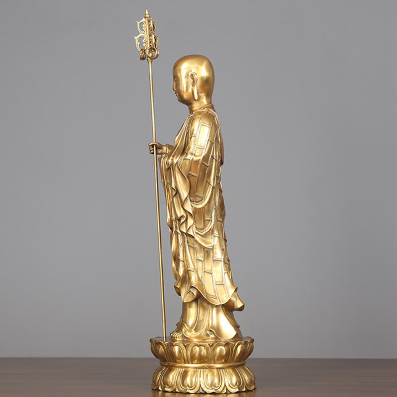 Ksitigarbha Bodhisattva Figurine Compassion Copper Statue Home Offering Decoration - Image 15