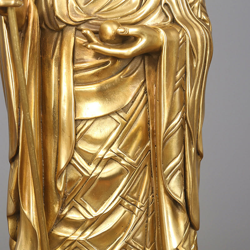 Ksitigarbha Bodhisattva Figurine Compassion Copper Statue Home Offering Decoration - Image 9
