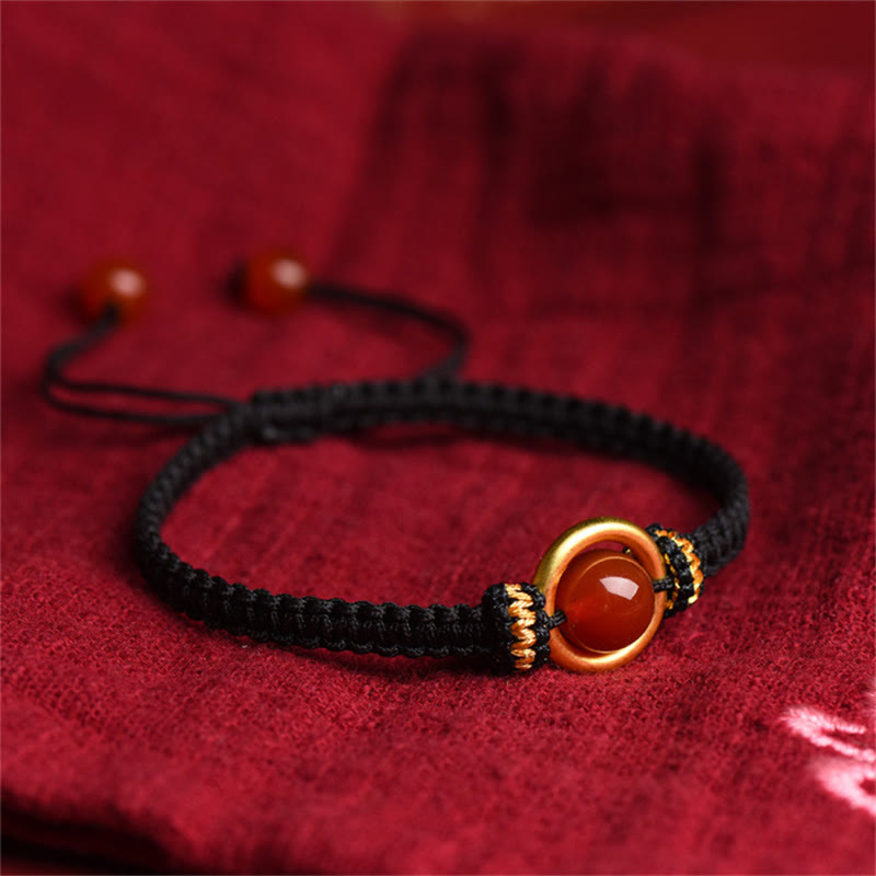 Red Agate Bead Peace Buckle Calm Rope Bracelet - Image 12