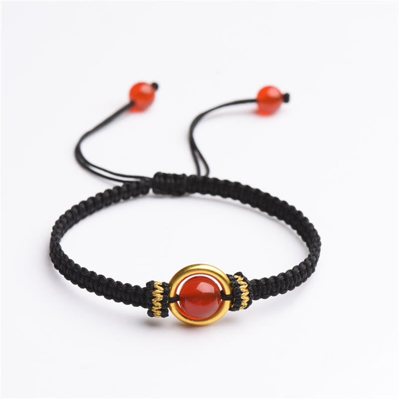 Red Agate Bead Peace Buckle Calm Rope Bracelet - Image 13