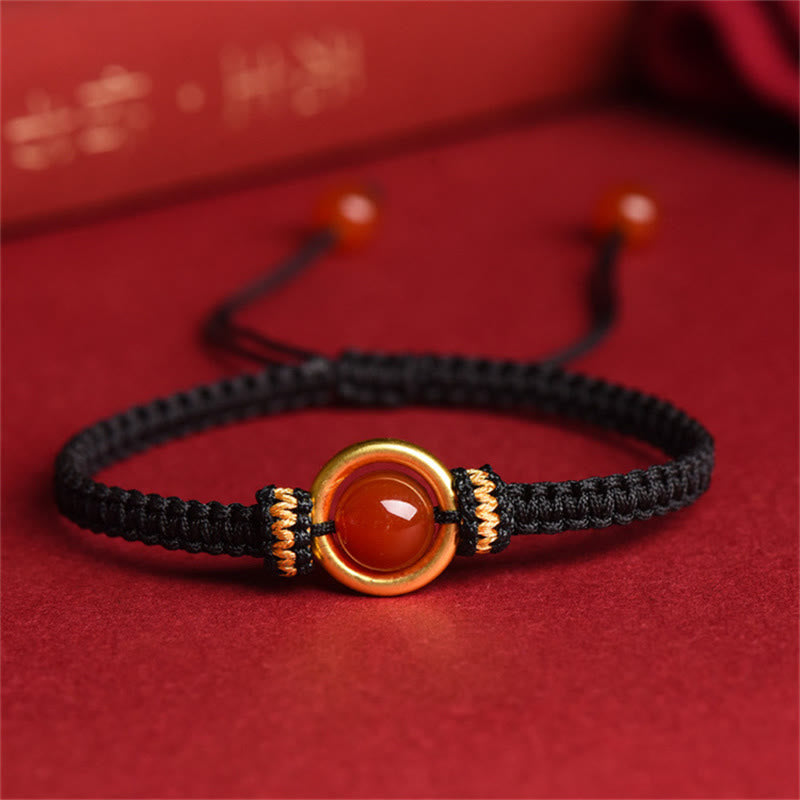 Red Agate Bead Peace Buckle Calm Rope Bracelet - Image 11