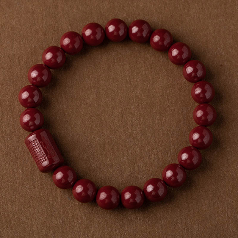 Natural Cinnabar Heart Sutra Blessing Bracelet