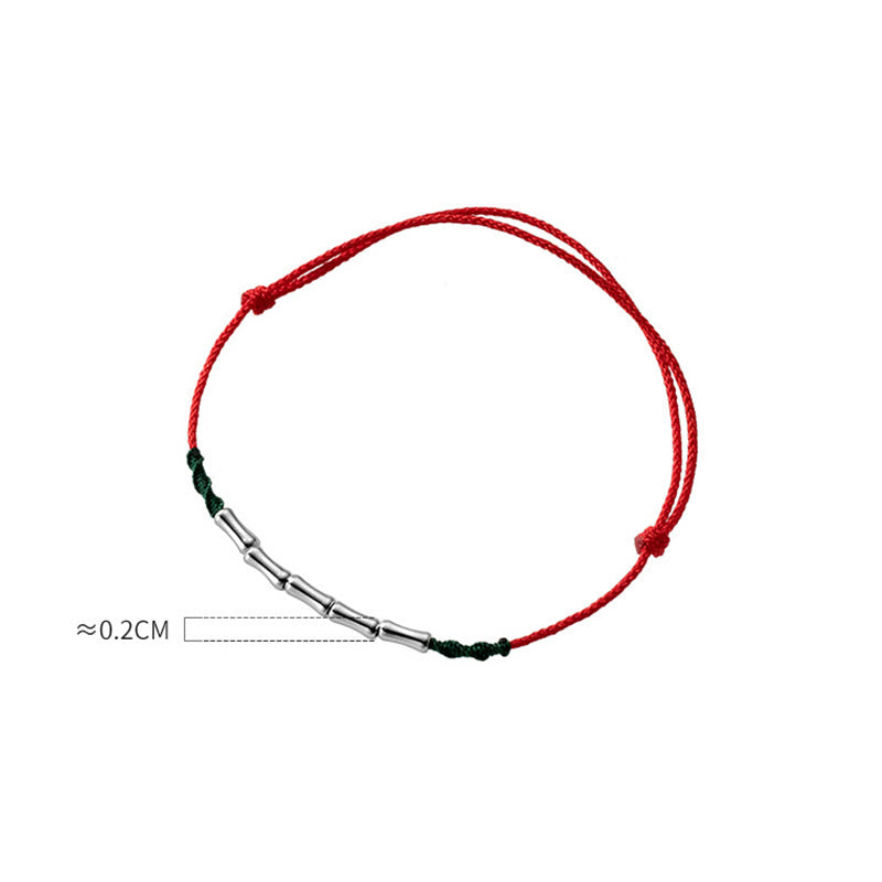 925 Sterling Silver Bamboo Design Luck Braided Ultra-Thin Rope Bracelet - Image 6