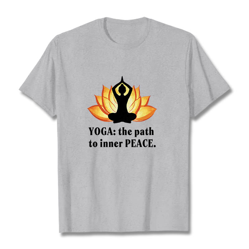 Yoga The Path To Inner Peace Lotus Tee T-shirt - Image 19
