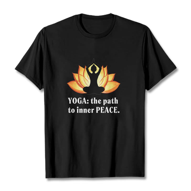 Yoga The Path To Inner Peace Lotus Tee T-shirt - Image 6