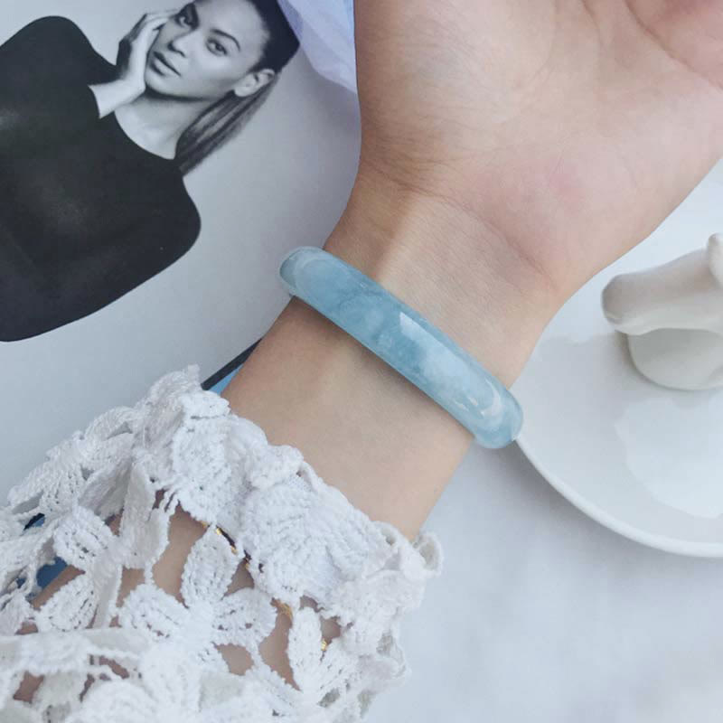 Natural Aquamarine Blessing Bangle Bracelet - Image 3