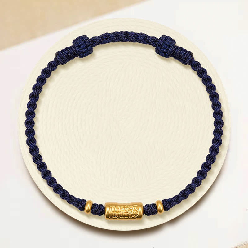 999 Gold Good Luck Amulet Carved Design Handmade Strength Braided Rope Bracelet - Image 10