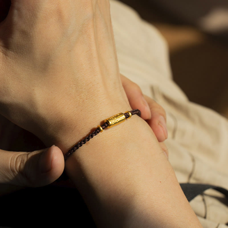 999 Gold Good Luck Amulet Carved Design Handmade Strength Braided Rope Bracelet - Image 13