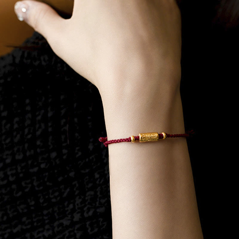 999 Gold Good Luck Amulet Carved Design Handmade Strength Braided Rope Bracelet - Image 4