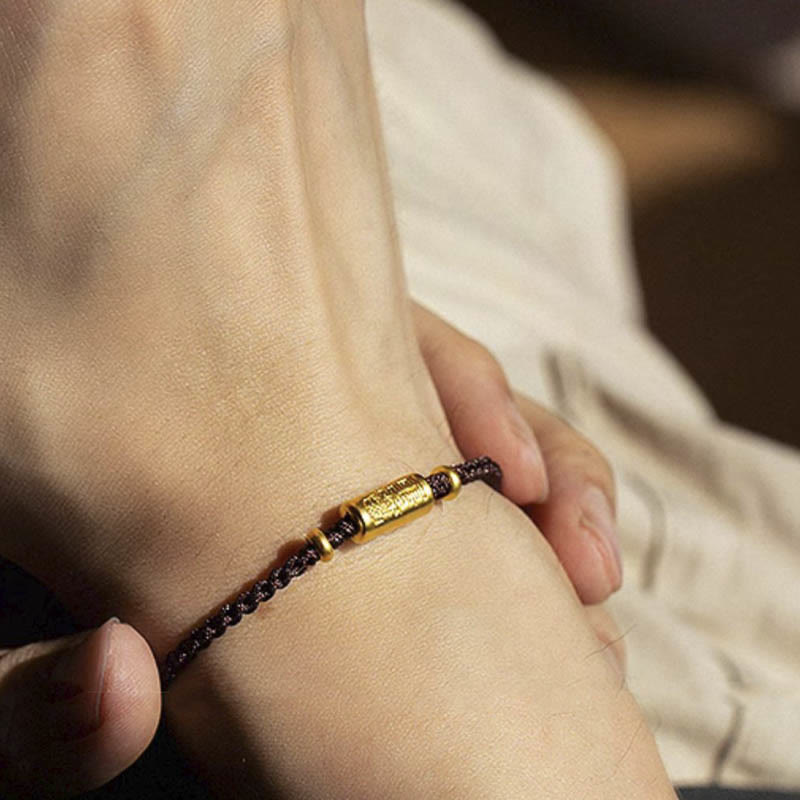 999 Gold Good Luck Amulet Carved Design Handmade Strength Braided Rope Bracelet - Image 14