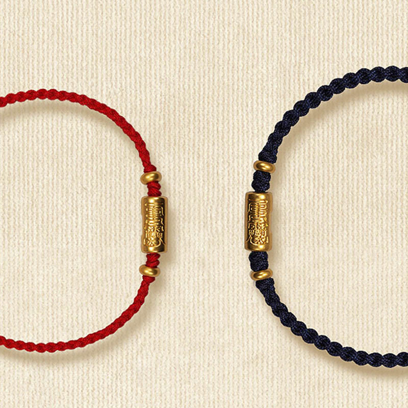 999 Gold Good Luck Amulet Carved Design Handmade Strength Braided Rope Bracelet - Image 20