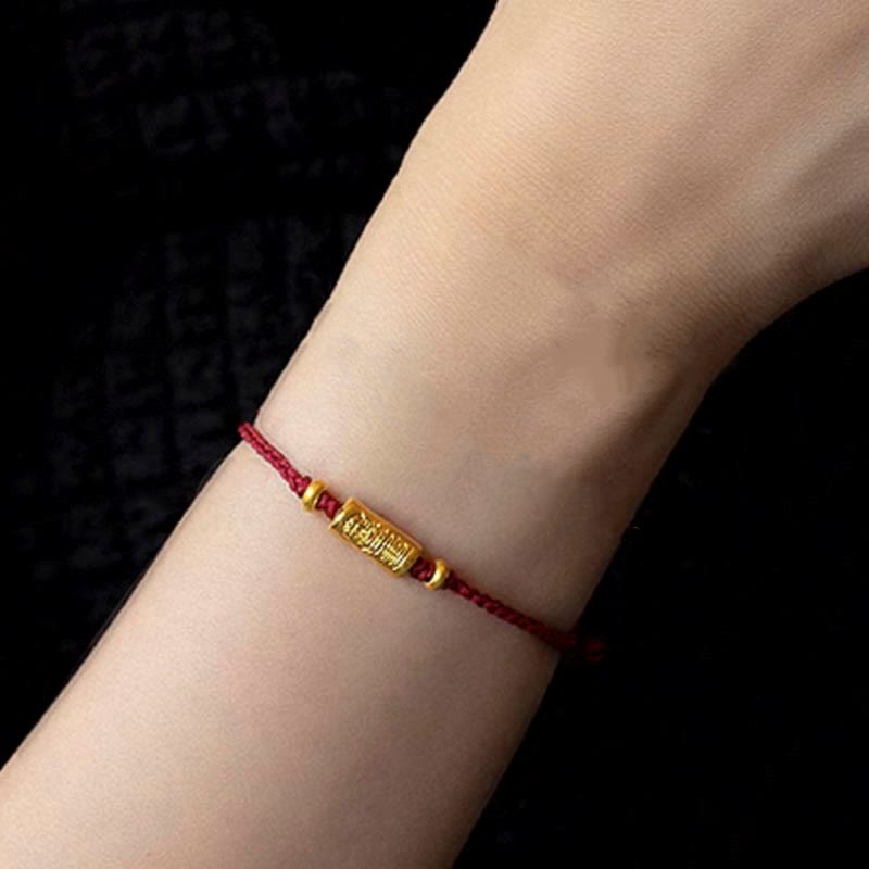 999 Gold Good Luck Amulet Carved Design Handmade Strength Braided Rope Bracelet - Image 5