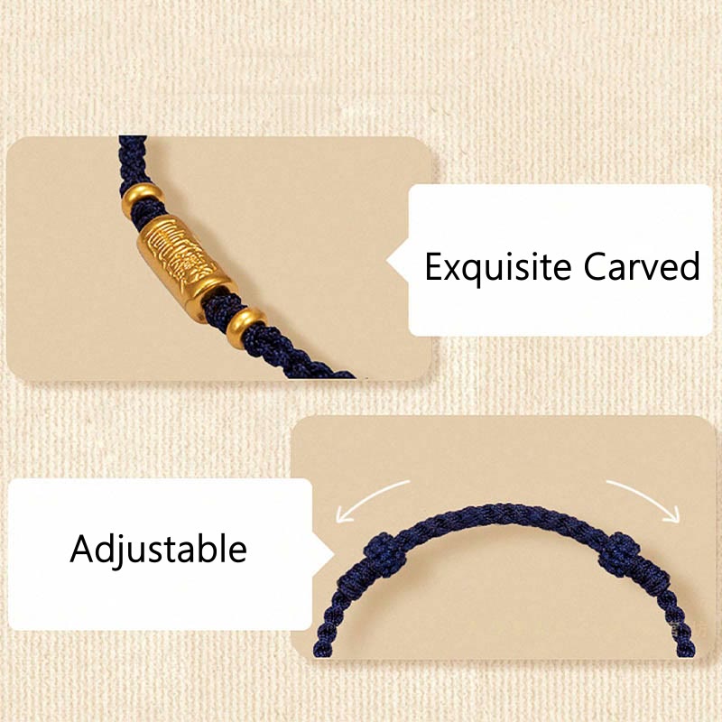 999 Gold Good Luck Amulet Carved Design Handmade Strength Braided Rope Bracelet - Image 11