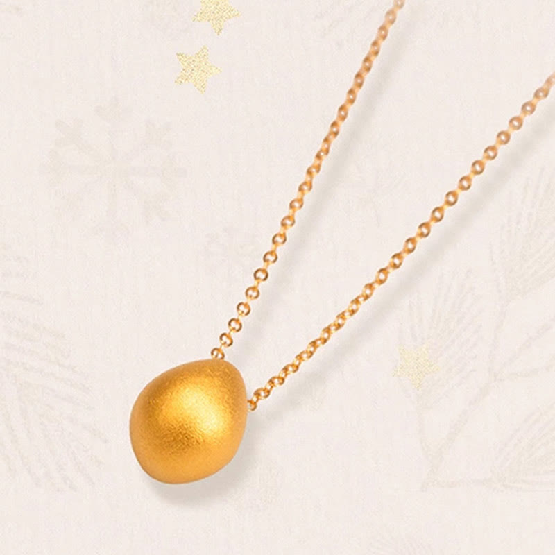 999 Gold Egg Water Drop Pattern Blessing Necklace Pendant - Image 3