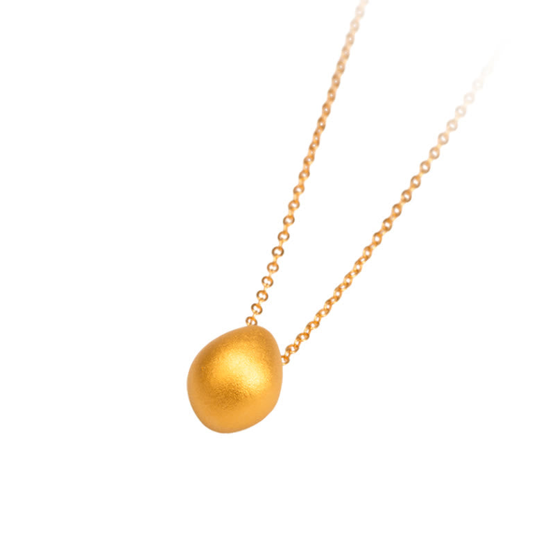 999 Gold Egg Water Drop Pattern Blessing Necklace Pendant - Image 13