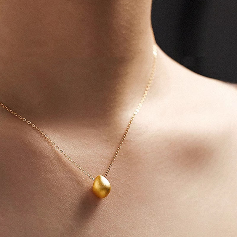 999 Gold Egg Water Drop Pattern Blessing Necklace Pendant - Image 10