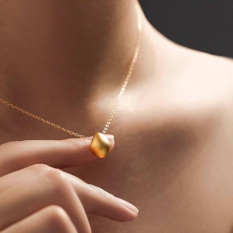 999 Gold Egg Water Drop Pattern Blessing Necklace Pendant - Image 7