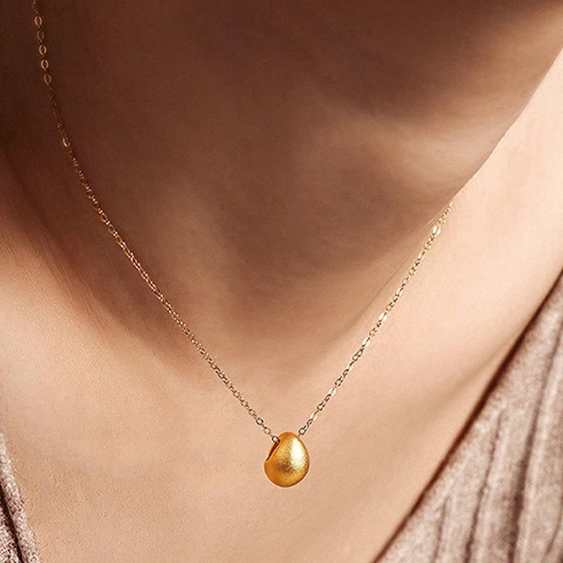999 Gold Egg Water Drop Pattern Blessing Necklace Pendant - Image 11