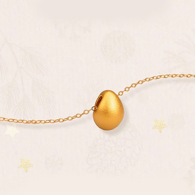 999 Gold Egg Water Drop Pattern Blessing Necklace Pendant - Image 4