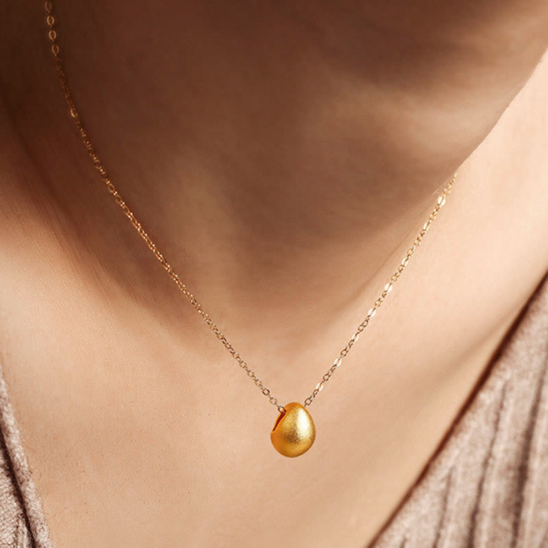 999 Gold Egg Water Drop Pattern Blessing Necklace Pendant - Image 9