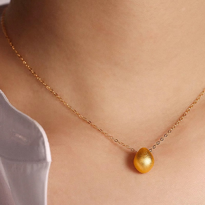 999 Gold Egg Water Drop Pattern Blessing Necklace Pendant - Image 8