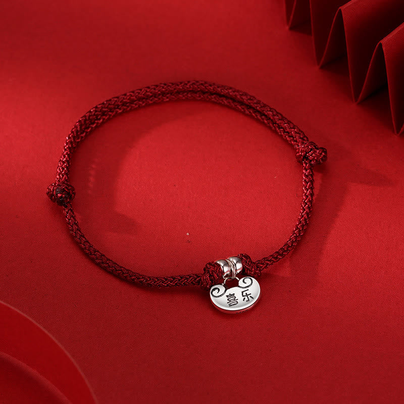 Handmade 925 Sterling Silver Peace And Joy Safe Well Wish Lock Strength Braided Rope Bracelet