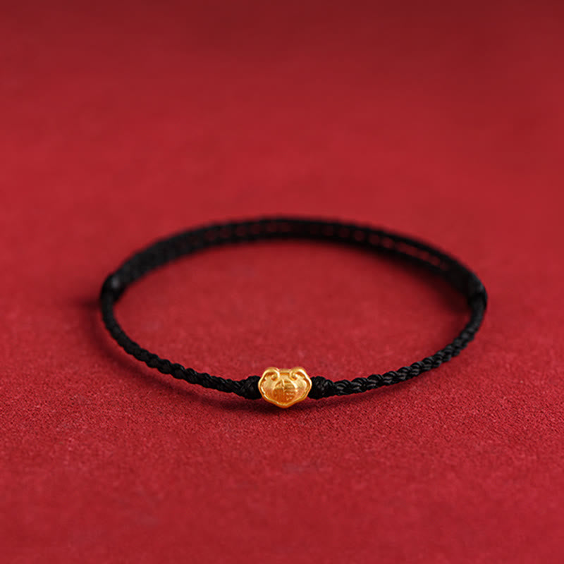 999 Gold Chinese Lock Charm Fu Character Protection Handmade Rope Bracelet - Image 19