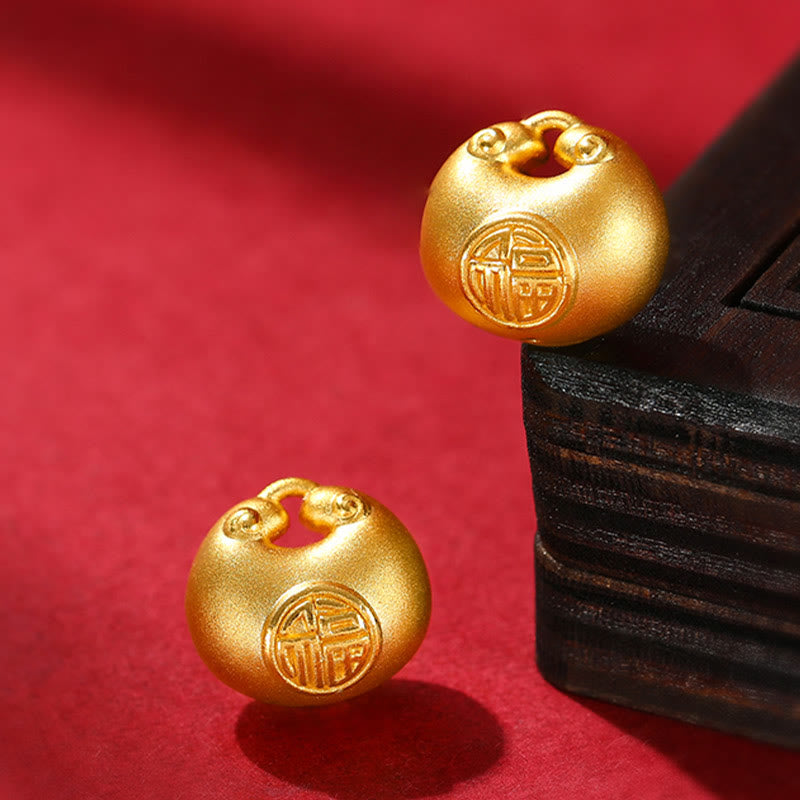 999 Gold Fu Character Wish Lock Pattern Luck Rope Necklace Pendant - Image 9