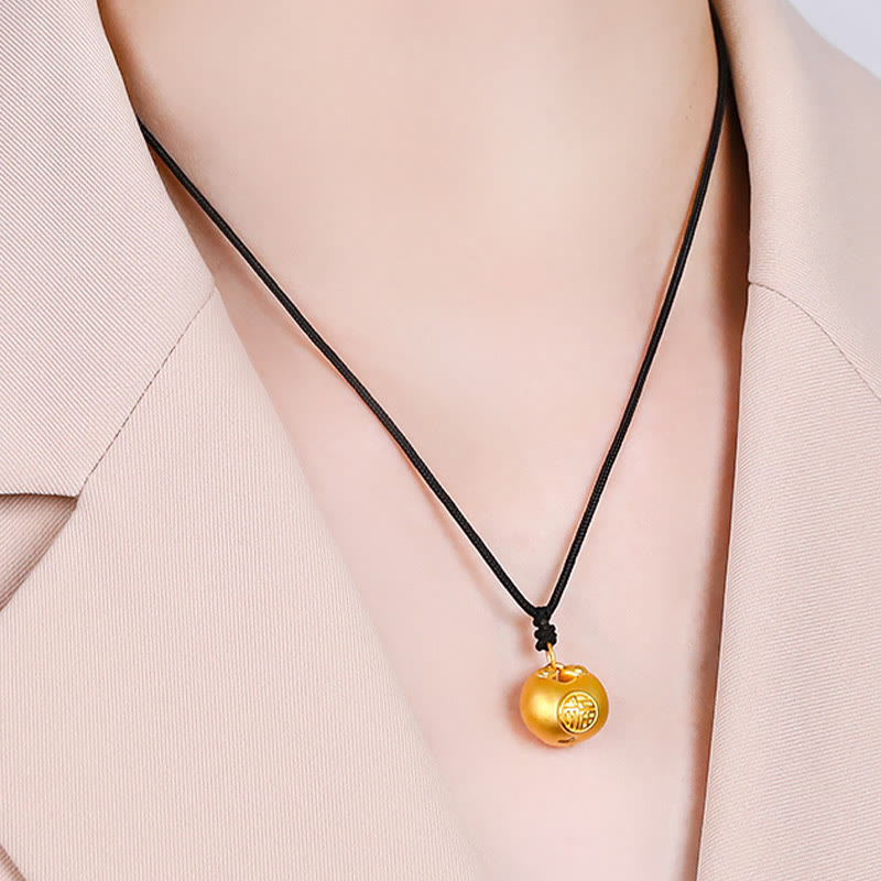 999 Gold Fu Character Wish Lock Pattern Luck Rope Necklace Pendant - Image 10