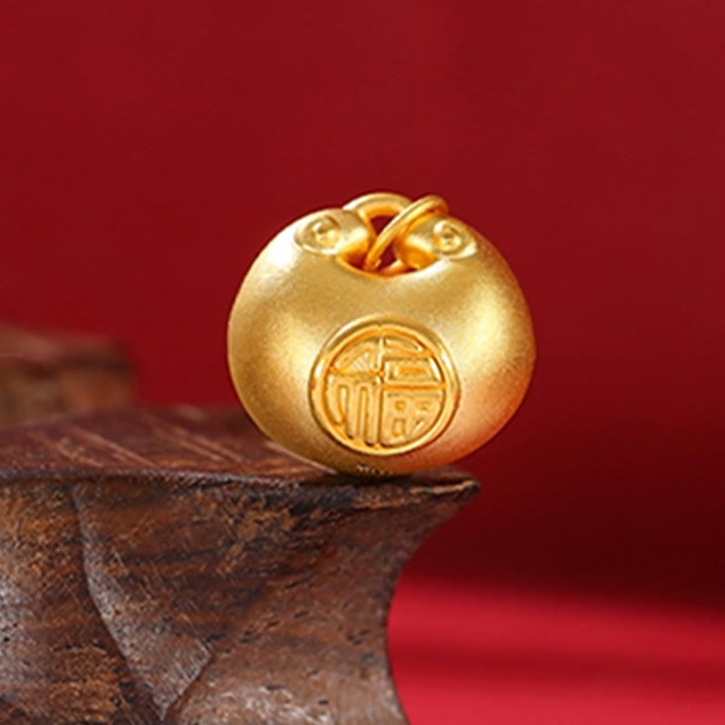999 Gold Fu Character Wish Lock Pattern Luck Rope Necklace Pendant - Image 17