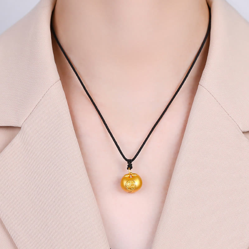 999 Gold Fu Character Wish Lock Pattern Luck Rope Necklace Pendant - Image 11