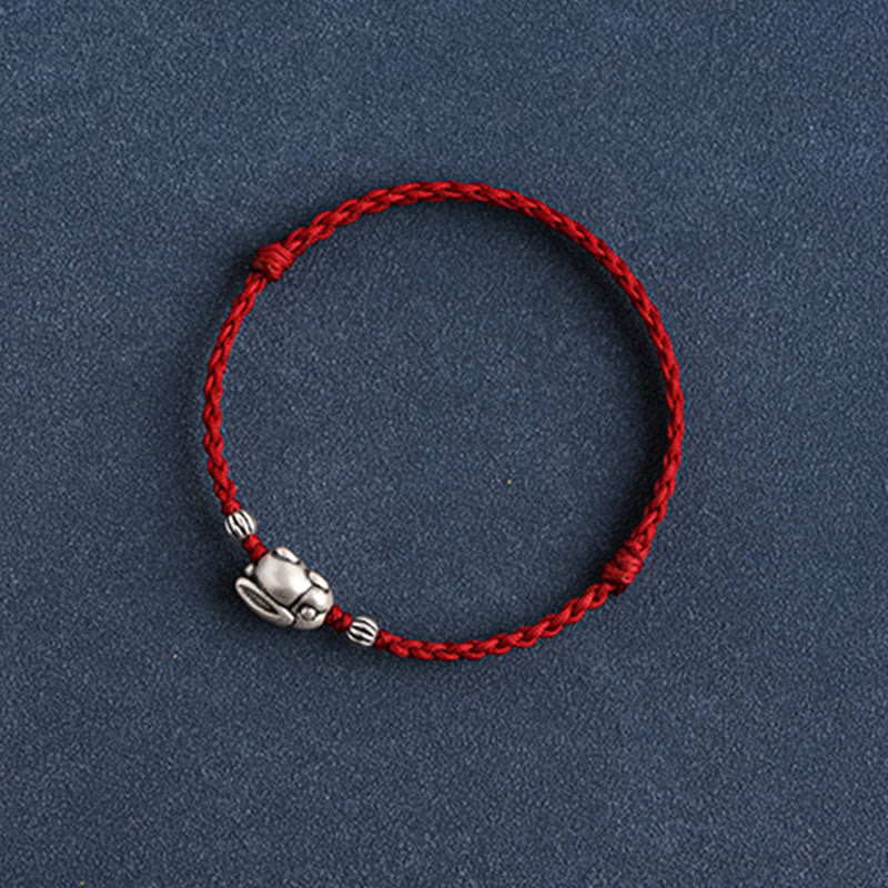 Handmade 999 Sterling Silver Rabbit Luck Rope Bracelet Anklet - Image 18