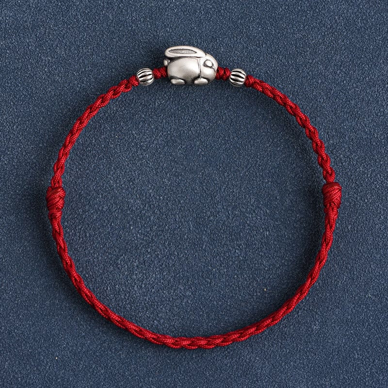 Handmade 999 Sterling Silver Rabbit Luck Rope Bracelet Anklet - Image 16
