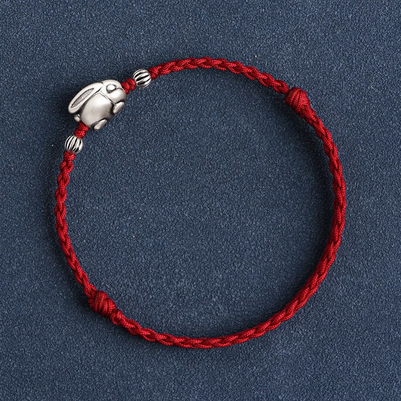 Handmade 999 Sterling Silver Rabbit Luck Rope Bracelet Anklet - Image 17