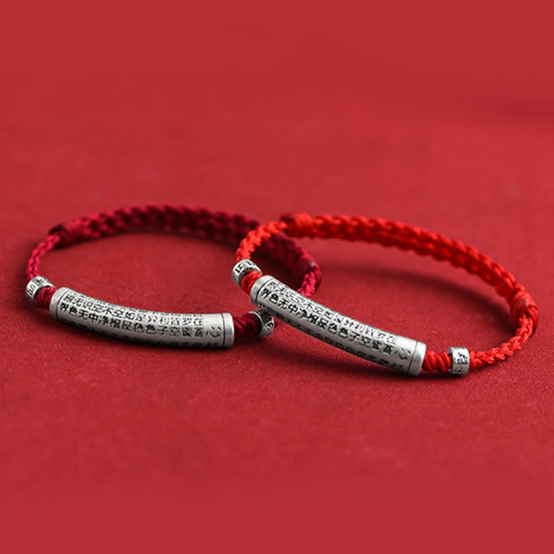 Handmade 999 Sterling Silver Om Mani Padme Hum Heart Sutra Carved Luck Rope Bracelet Anklet - Image 19