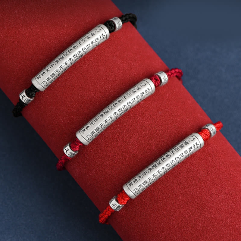 Handmade 999 Sterling Silver Om Mani Padme Hum Heart Sutra Carved Luck Rope Bracelet Anklet - Image 23