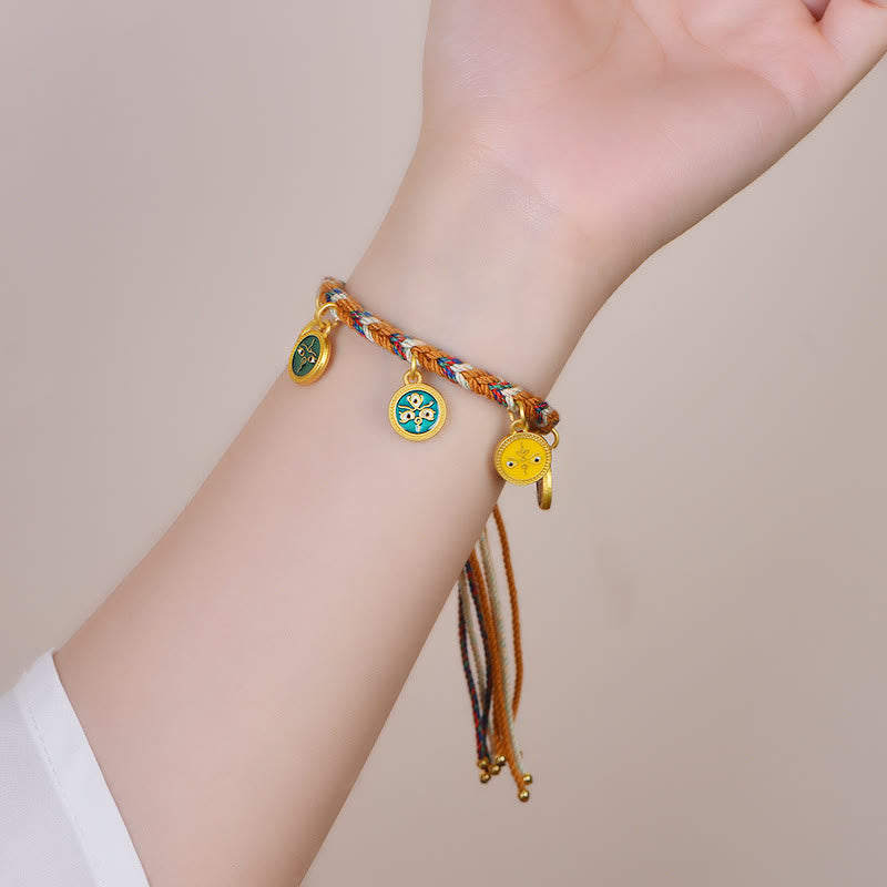 Handmade Tibetan Multicolored Rope Five God Of Wealth Luck Bracelet - Image 5