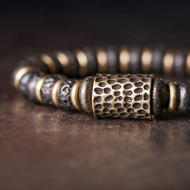 Vintage Lava Rock Beads Calm Copper Bracelet - Image 3