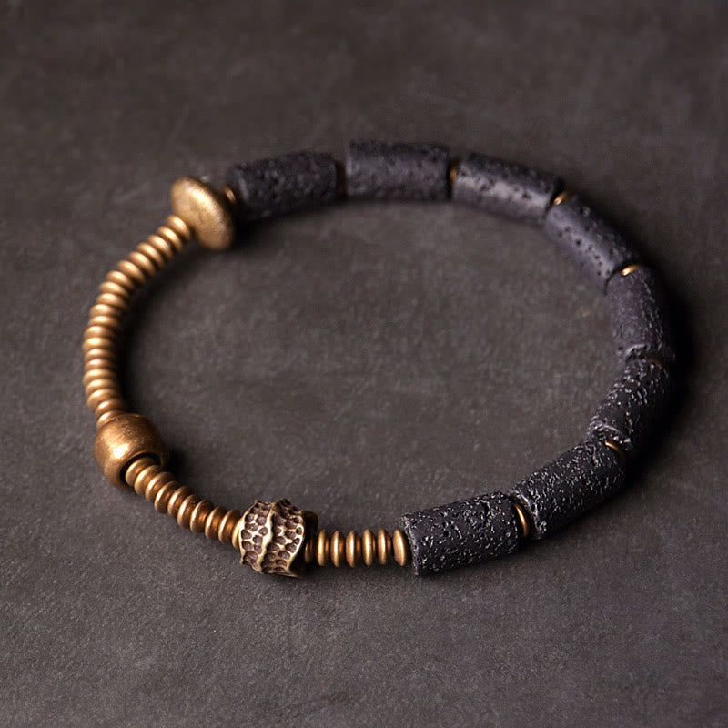 Luck Wealth Black Lava Rock Beads Copper Bracelet