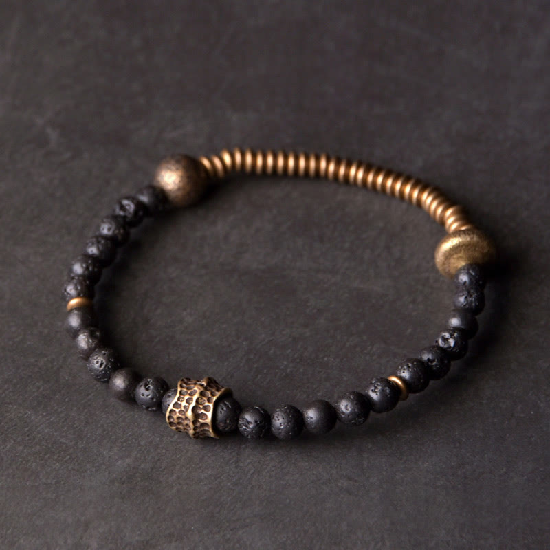Support Healing Lava Rock Beads Copper Bracelet