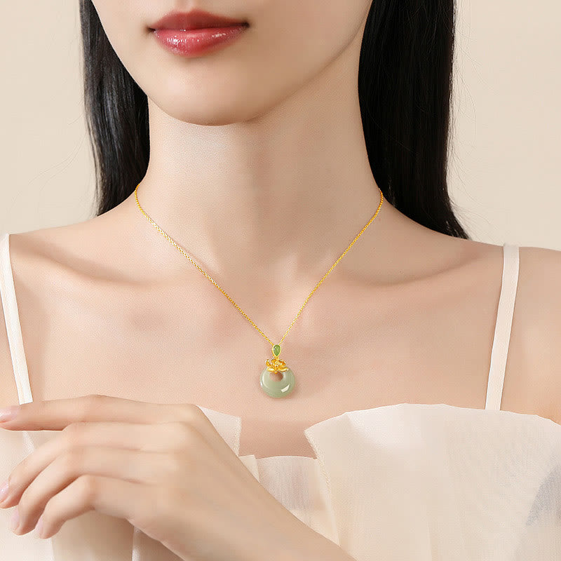 Jade Lotus Abundance String Necklace Pendant - Image 5