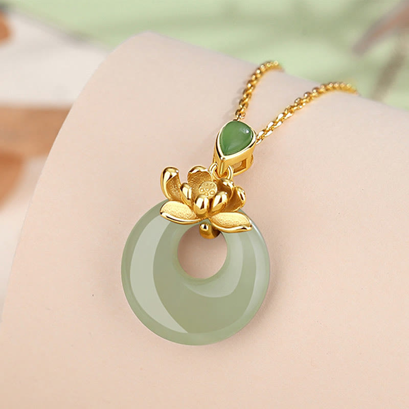 Jade Lotus Abundance String Necklace Pendant - Image 4