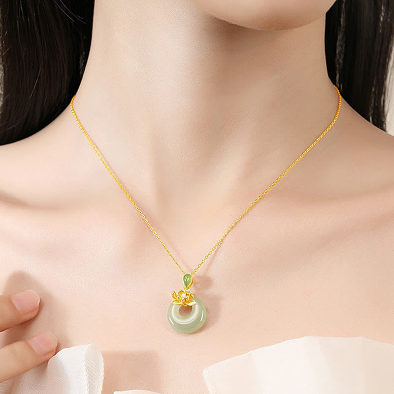 Jade Lotus Abundance String Necklace Pendant - Image 7