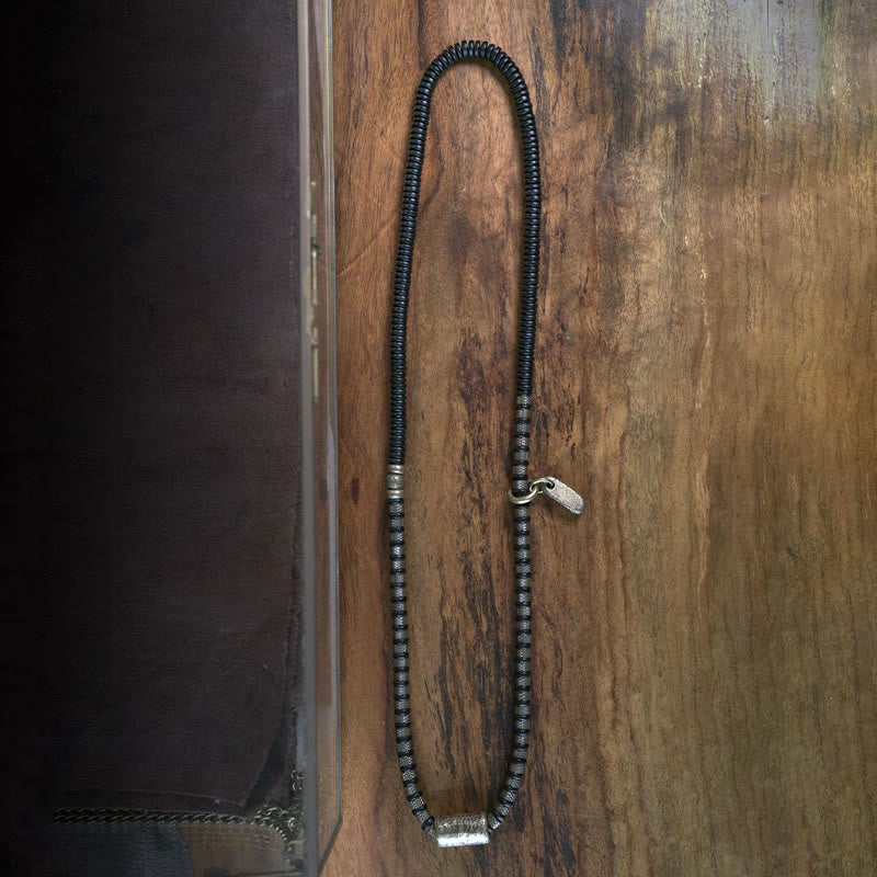 Healing Tibetan Ebony Wood Beads Copper Multilayered Bracelet - Image 9